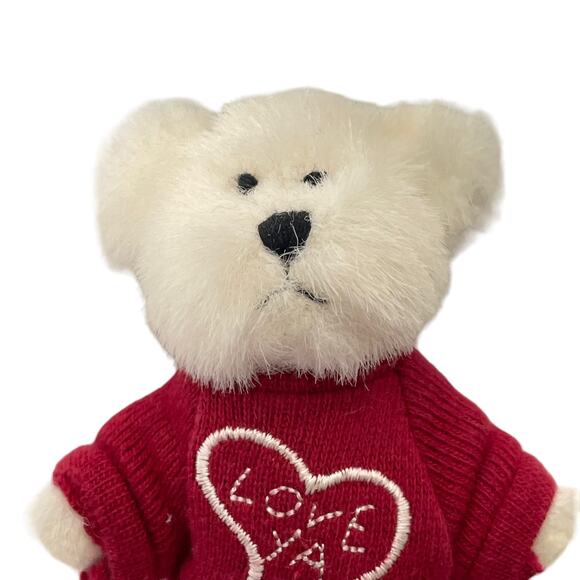 Boyds Bears Mini Message 3.5" Thinkin of Ya Love Ya Red Heart Sweater #3809052 - Picture 2 of 6